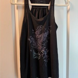 Sevenly Black “Greater Calling” Floral Graphic Racerback Tank Top